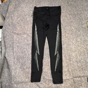 Under Armour Womens Medium Black Compression Leggings Reflective Lightning Bolt